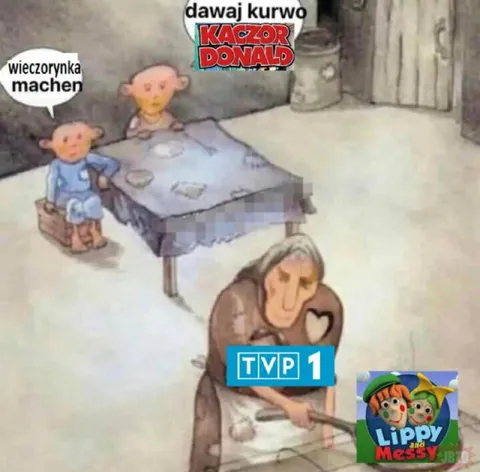 Babcia ogląda wieczorynkę