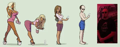 Women Drink, Man Drinks Alone