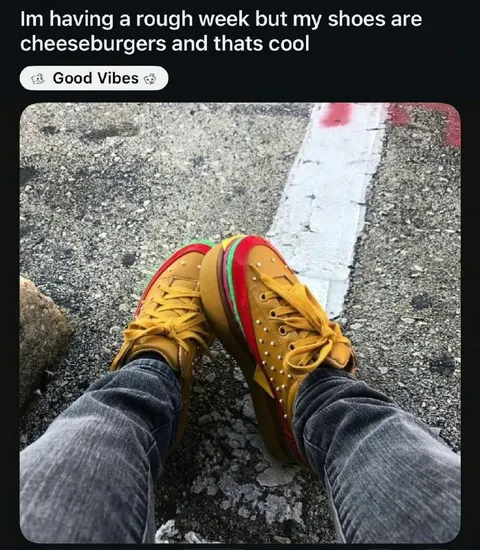 Cheeseburger Shoes Good Vibes