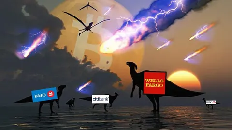 Bank Dinosaurs at Sunset