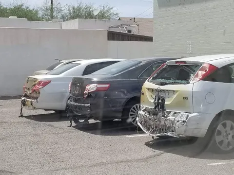 Цепная авария на парковке