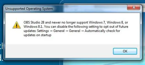 Unsupported Operating System Warning