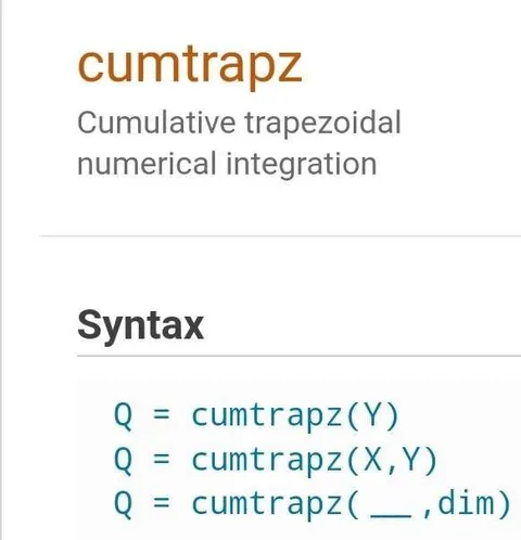 cumtrapz documentation screenshot