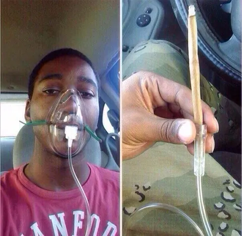 Oxygen Mask and Improvised IV