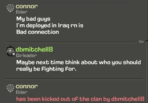 Deployed in Iraq, Fighting Clanmates