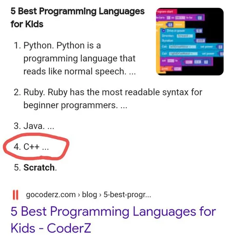 C++ в списке языков для детей