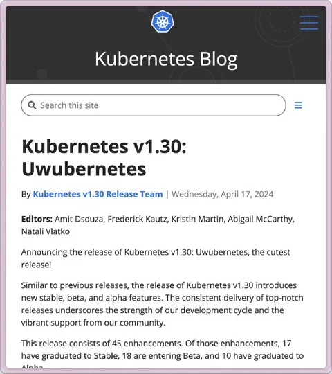 Kubernetes v1.30 Uwubernetes Release