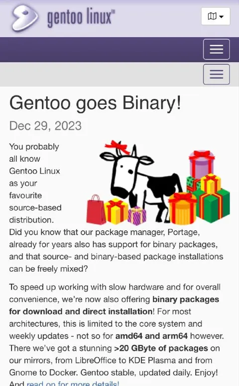 Gentoo Goes Binary