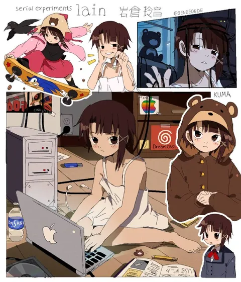 Lain in a Kuma Hoodie