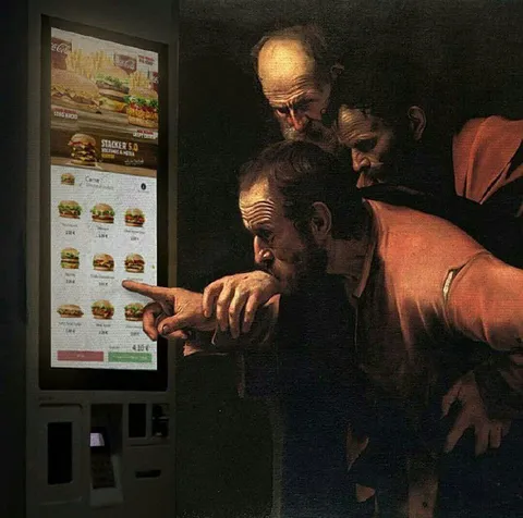 Three Men Choosing Burgers