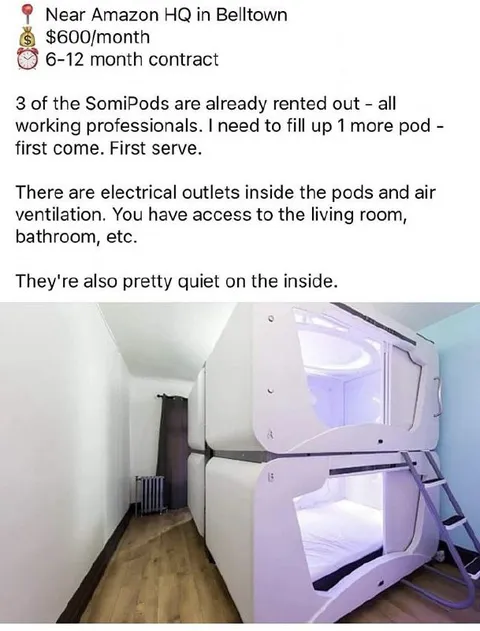 Amazon HQ Sleep Pod Rental