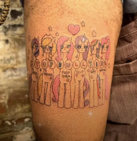 Stop Bullying Pony Tattoo