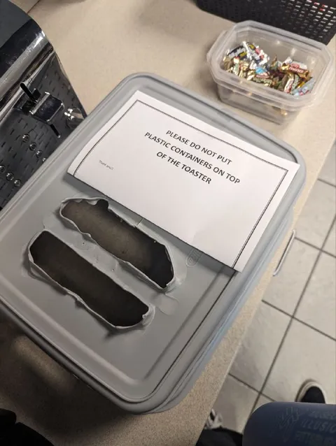 Plastic Container on Toaster