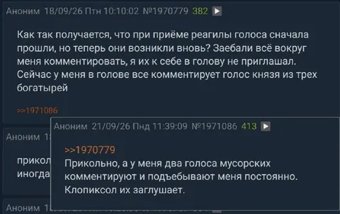 Голоса комментируют в голове