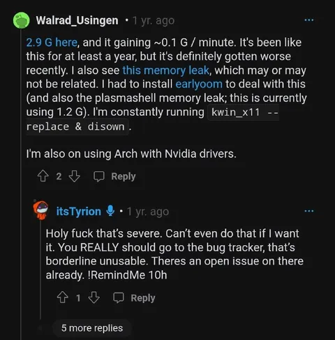 Linux Memory Leak Reply