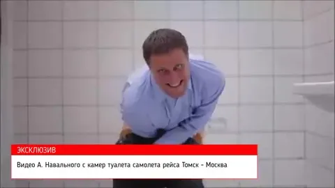 Навальный в туалете самолёта
