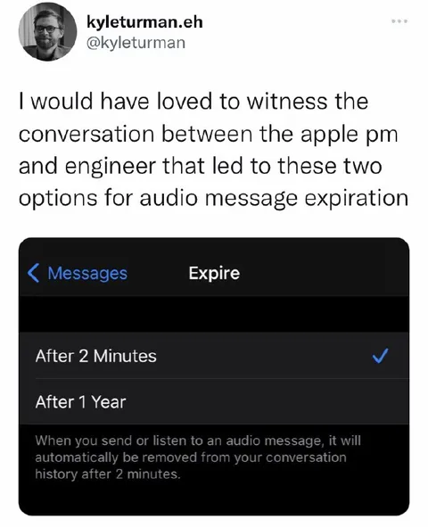 Apple Audio Message Expiration Options
