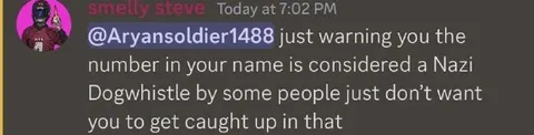 Nazi Dogwhistle Username Warning