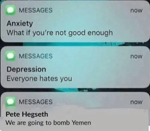 Anxiety Depression Pete Hegseth Notifications