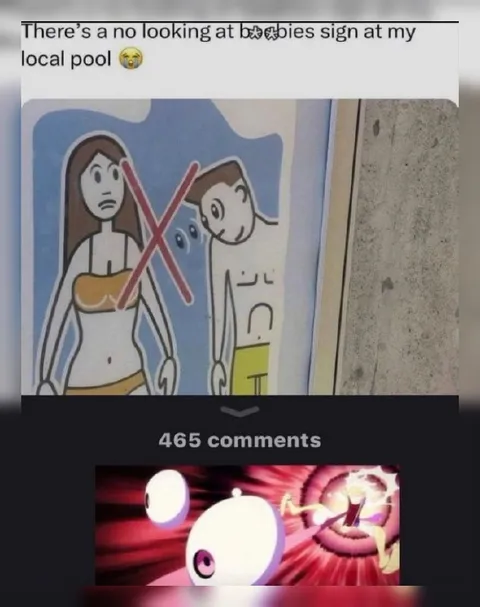 No Looking at Boobies Sign