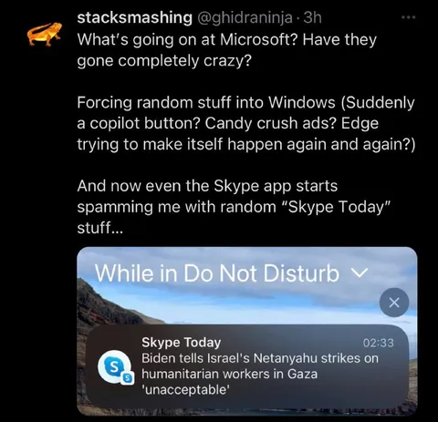 Skype Today Notification Spam