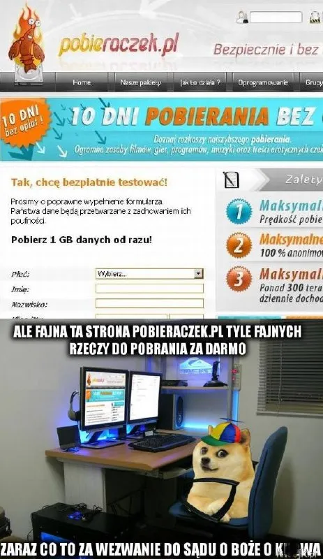 Pobieraczek i wezwanie do sądu
