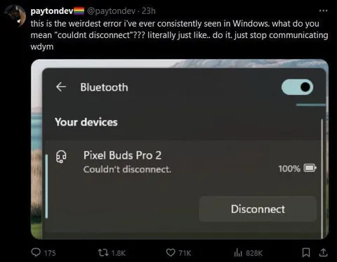 Couldn't Disconnect Bluetooth Error