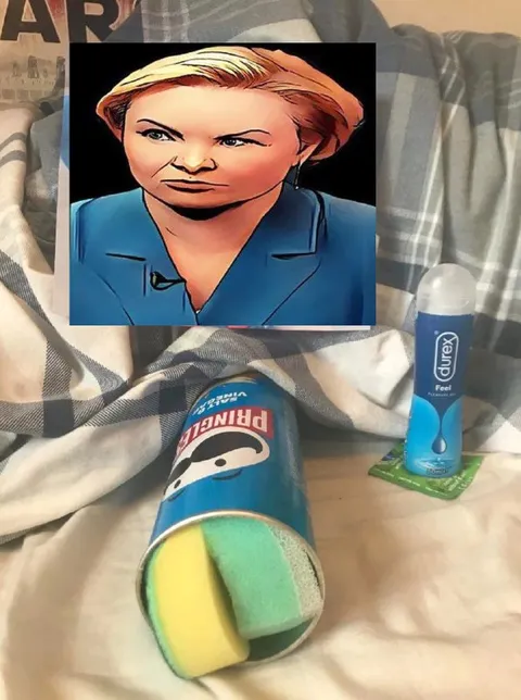 Suspicious Woman Judges Pringles Setup