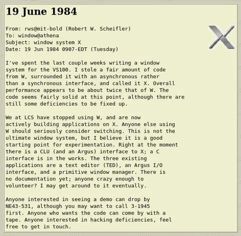 The Original X Window Announcement