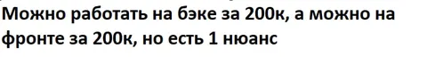 Бэкенд или фронтенд за 200к