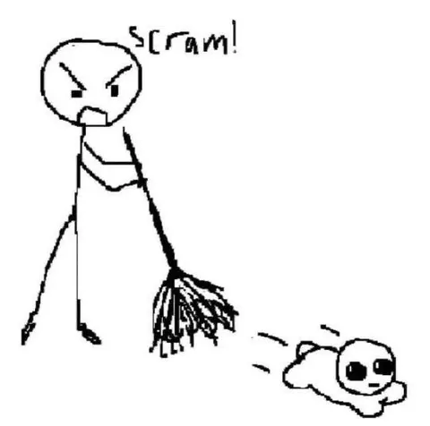 Angry Stick Figure Says Scram