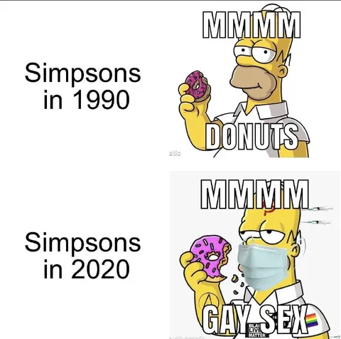 Simpsons in 1990 vs 2020