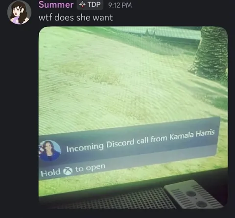Incoming Discord Call from Kamala Harris
