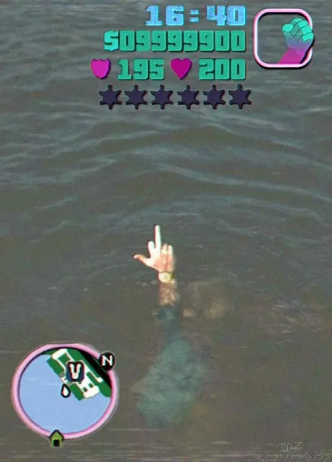 Томми тонет в GTA Vice City