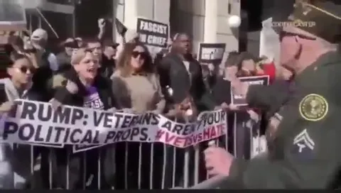 Veteran Argues With Protesters