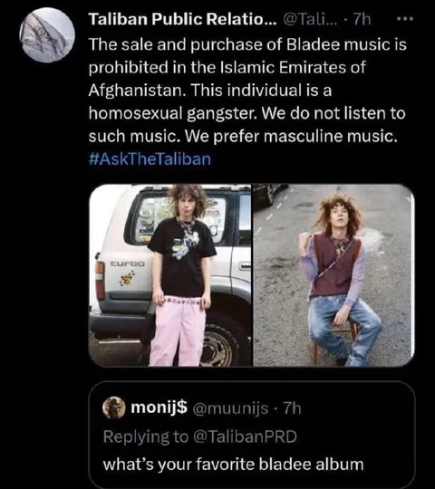 Taliban Reviews Bladee Music
