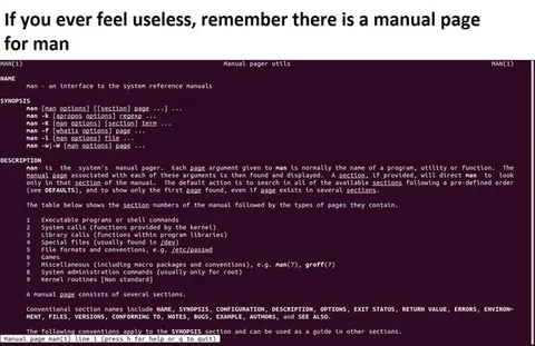 Manual Page for Man