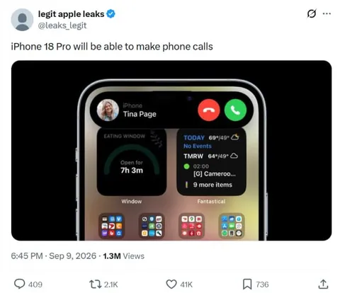 iPhone 18 phone calls