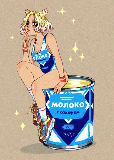Девушка в банке молока