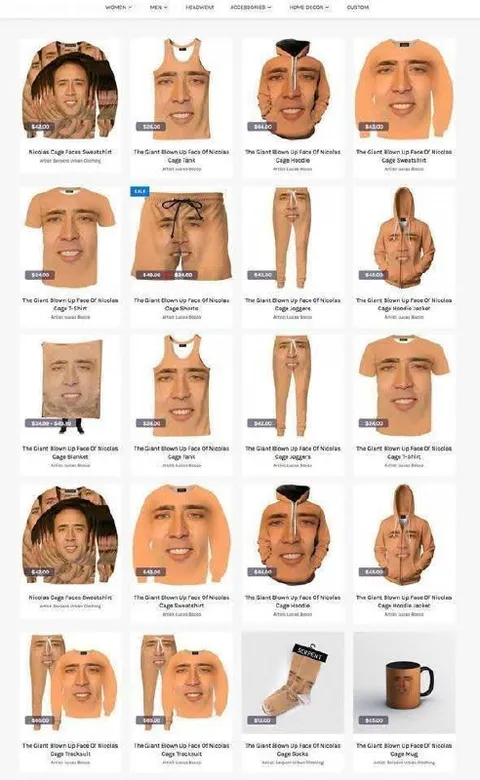 Nicolas Cage Face Clothing Store