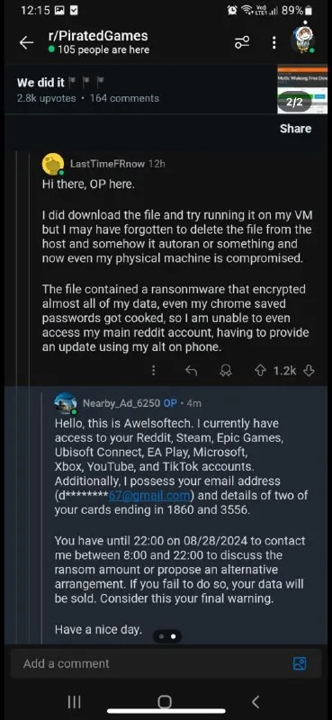 Ransomware Comment Escalation