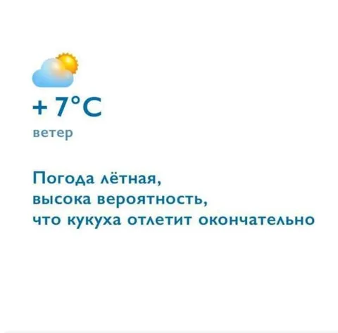 Погода летняя, кукуха улетит