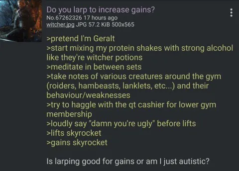 Geralt Gym Gains Greentext