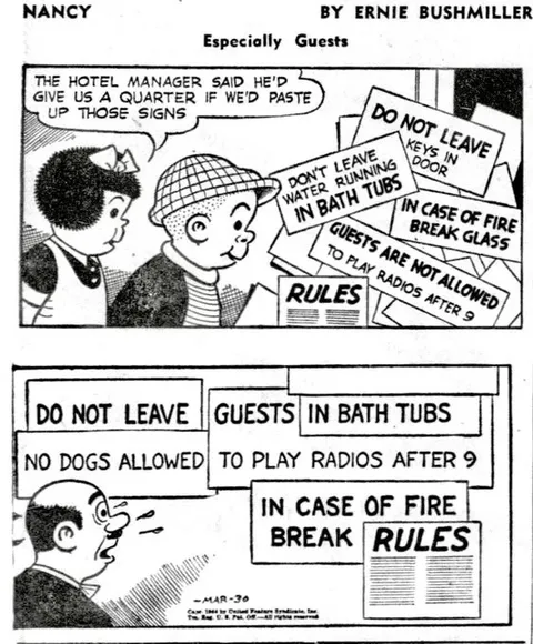 Nancy Pastes Up Hotel Rules