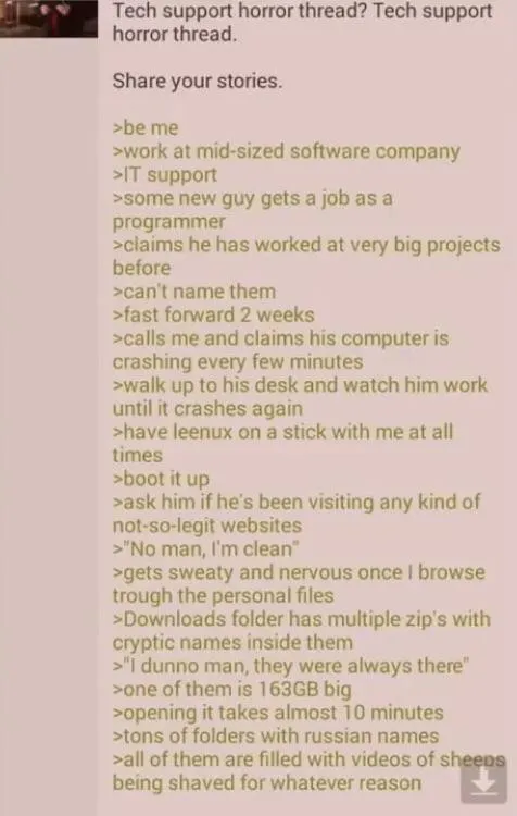 Tech Support Horror Thread