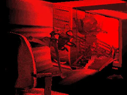 Скелет смотрит на монитор