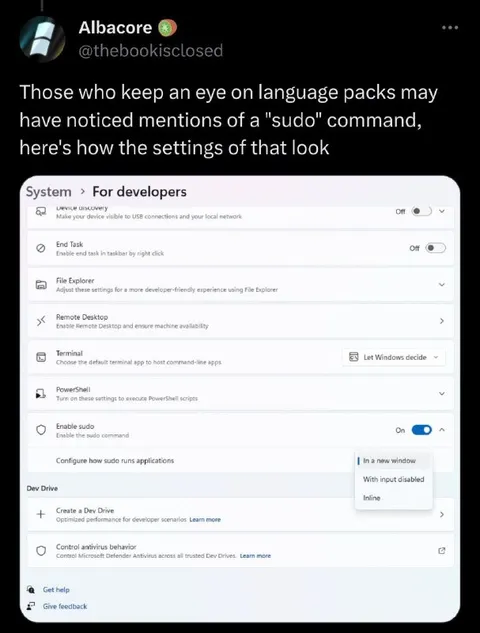 Windows Gets a Sudo Command