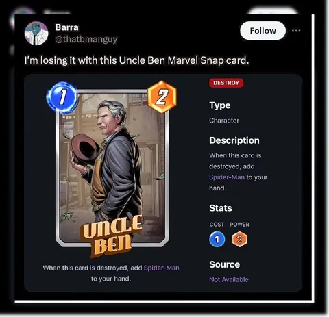 Uncle Ben Marvel Snap Card