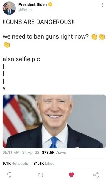 Biden Bans Guns, Posts Selfie