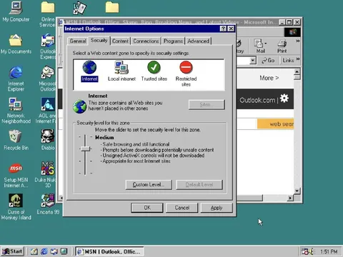 Old Internet Explorer Security Settings